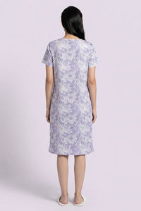Zivame Beach Collection Knit Poly Knee Length Nightdress With Inbuilt Slip on Bra - Blanc De — thumbnail 2